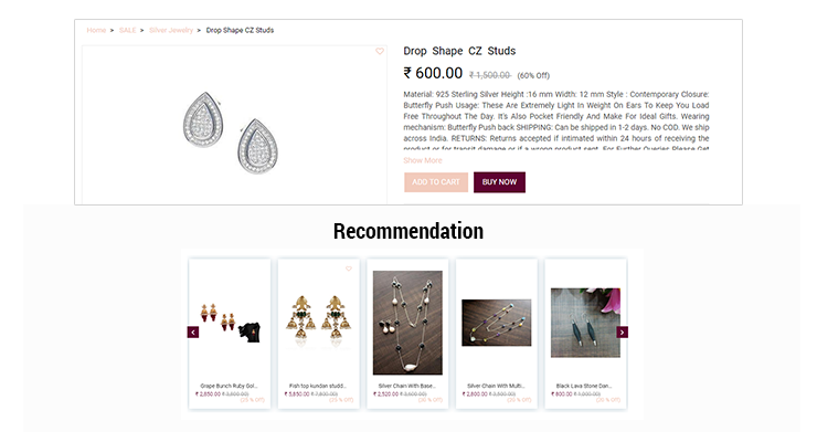 Recommendation Section in Ecommerce Store
