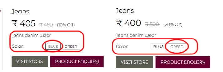 Example of variant of online clothing store